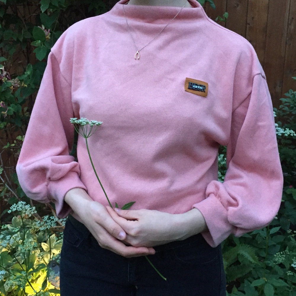 Salmon colored mid sleeve blouse/shirt